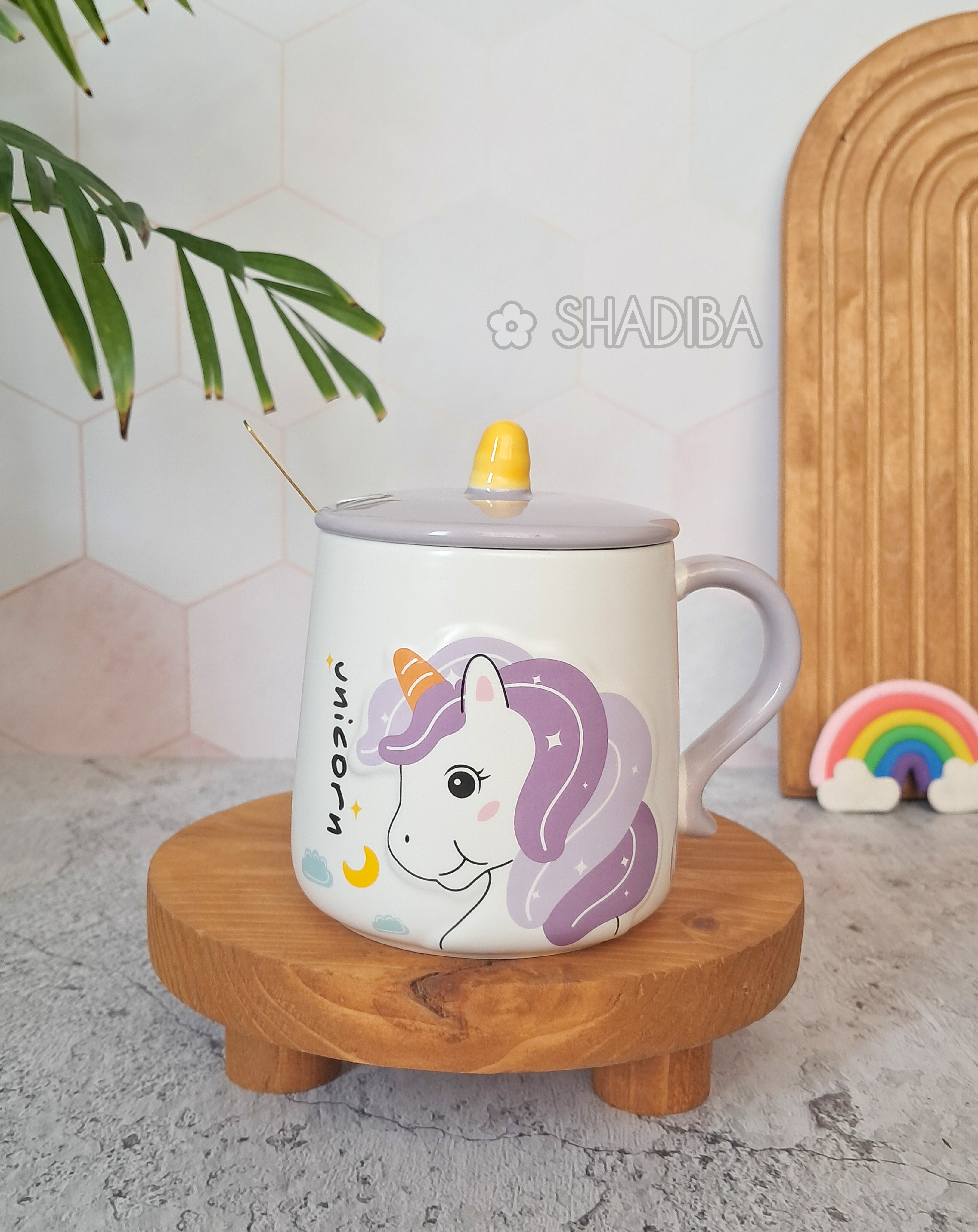 ماگ سرامیکی تک شاخ درب دار (یونیکورن)